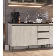 Balcão para Pia de Cozinha 3 Gavetas 2 Portas Greta IRM Crema
