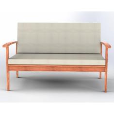 Sofá de Madeira 2 Lugares com Almofadas de Assento e Encosto Isis Yescasa Stain Jatobá