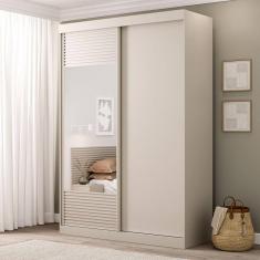 Guarda Roupa Solteiro 2 Portas 1 Porta com Espelho Samambaia Cabecasa Madeiramadeira Off White