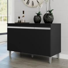 Balcão Para Cozinha 3 Portas Leyton Preto