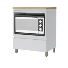 Balcão Forno 1 Gaveta Rainha 70cm 100 MDF - Nesher, Branca / Nature