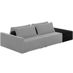 Sofá Ilha Modular Para Sala 232cm com Puff Dublin K01 Veludo Cinza e S