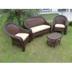 Conjunto Sofá Poltronas Mesa Fibra Sintetica Área Externa Interna - Va