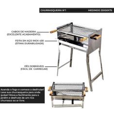 Churrasqueira a Carvão Portátil Com Grelha - CDLA INOX
