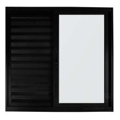 Janela de Alumínio Preto Veneziana de Correr 3 Folhas Móveis Suprema S