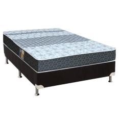 Cama Box Casal: Colchão Molas Bonnel Castor Class Slim + Base Crc Suede Black(138X188)