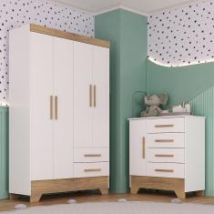 Quarto Infantil Guarda Roupa 4 Portas e CÃ´moda Catavento Rodial