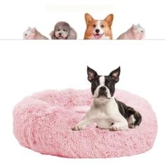 CAMINHA DONUT NUVEM PET PELUCIA G REDONDA CAMA PELUCIADA NINHO CASINHA CASA COLCHONETE Cachorros E Gatos NUVEM FUNDO ANTIDERRAPANTE IMPERMEAVEL QUALIDADE PREMIUM 60CM (ROSA)