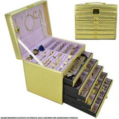 Caixa Para Joias Bijuteria 5 Gavetas Luxo Dourado CBRN10721 - COMMERCE