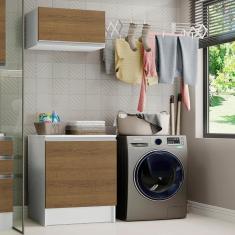 Kit Área De Serviço Madesa Topazio 60 Cm Com Armário E Balcão - Branco/rustic