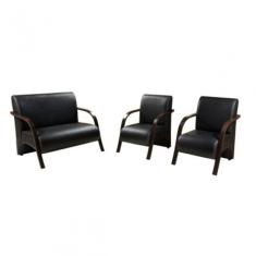 Conjunto Poltronas Venus Braços em Madeira 1 Namoradeira, 2 de um Lugar Tecido Sintetico