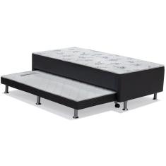Cama Box Conjugado Solteiro Cama Auxiliar 88x188x37 - Ortobom Preto