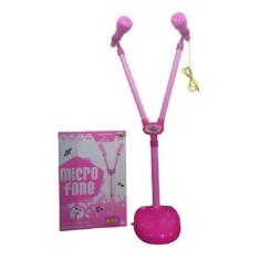 Microfone Duplo Infantil Musical Pedestal 2 Microfones conecta no celu