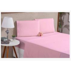 Lençol 4 Peças Queen Algodão Pousada Hotel Hospedaria Rosa