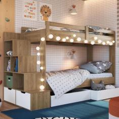 Beliche Infantil com Escada Nicho e Gavetas Linha Infanto BI004 Comple