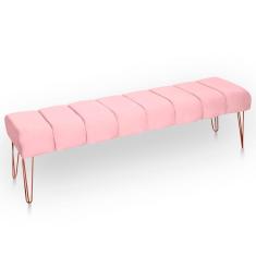 Recamier Estofada Casal Luxo Veludo Cor Rosa Bebe