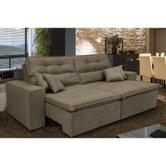 Sofá Cairo 2,72m Retrátil, Reclinável Tecido Suede Castor