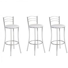 Conjunto 3 Banquetas Altas 3 Arames Unimóvel Cromado