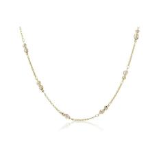 Colar Com Corrente De Mini Pérolas Folheado Em Ouro 18k