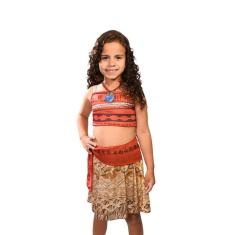 Fantasia Moana Infantil Vestido Oficial Disney com Colar
