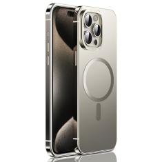 PuRoxx Capa de metal para iPhone 15 Pro Max/15 Pro/15, proteção de lente de câmera, capa magnética fina, capa fosca de proteção contra quedas de grau militar, dourado, 15ProMax