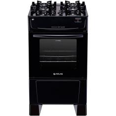 Fogão Mônaco 4 Bocas Preto Top Glass Com Mesa De Vidro Atlas Preto Bivolt