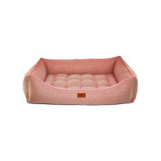 Cama para Cachorro Retangular em Linho Rosa Extra Grande (XGG) 98 x 65 cm