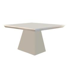 Mesa p/ Cozinha Luna c/ Tampo 90x90cm Flex Madeirado Vidro Canto Curvo - Imbuia/Ripado 3D/Off White - Rufato