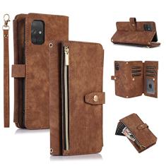 UEEBAI Capa para Samsung Galaxy S20 FE 5G, 9 compartimentos para cartões, carteira de couro retrô à prova de choque, capa flip com alça de mão, compartimentos para cartões, bolso com zíper, suporte