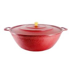 Tacho Restaurante Alça de Alumínio Fundido Craqueado Vermelho 40cm - D