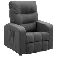 Poltrona do Papai Reclinável Turim Veludo Cinza -JS Móveis - Speciale,