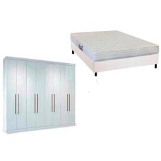 Cama Box Casal + Colchão Frontier Herval + Guarda Roupa Master Vip 8.4
