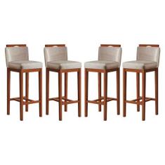 Kit 4 Banquetas Média para Bancada Ilha 38x92 Cm Líbia Madeira Maciça 