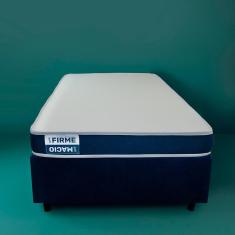 Cama Box Solteiro King com Colchão Guldi Duplo Plus D28 Branca e Azul