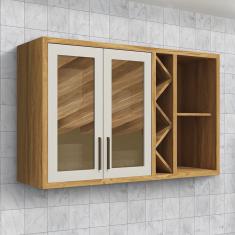 Armário Aéreo de Cozinha 120cm 2 Portas com Vidro Reflecta 100% Mdf Barbados Espresso Móveis