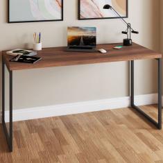 Mesa Escrivaninha Estilo Industrial Aço 150 Nogal/Preto - Panorama Móveis