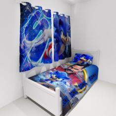 Jogo De Lençol Cobre Leito Solteiro Cortina Sonic - Decorando e Grudan