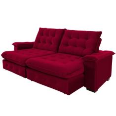 Sofá 4 Lugares Coliseu 2.60m Retrátil E Reclinável Super Pillow - Vinho