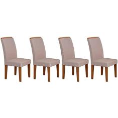 Cadeira Sala De Jantar Lunara Kit 4 Un Capuccino/veludo Creme - Rufato