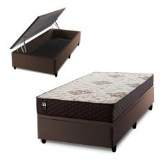 Conjunto Box Baú Allura Marrom 96x203x65 c/ Molas Ensacadas