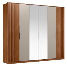 Guarda Roupa Casal Ripado Atrice 6 Portas Nogueira Nude Prime Tx Com E