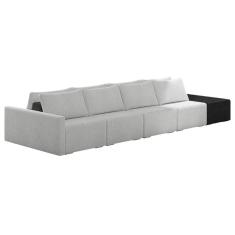 Sofá Ilha Modular Living Com Puff 392cm Georgia Z08 Boucle Cinza/preto - Mpozenato