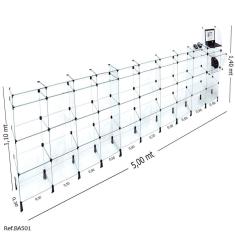 Balcão de Atendimento em Vidro Temperado - 5,00 x 1,40 x 0,30