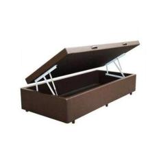 Cama Box Baú Solteiro Sintético Marrom 88x188 - RR Colchões
