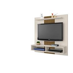 Painel para TV até 47 Polegadas 2 Nichos Gama Offwhite com Cinamomo Ripado