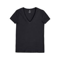 Blusa Hering Básica Decote V Com Elastano Feminina-Feminino