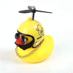 CHAW Brinquedo de pato de borracha amarela com capacete de hélice, ornamentos de carro, decoração de painel, brinquedo de pato para adultos, crianças