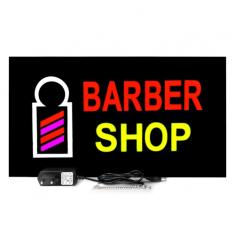 Placa De Led Barber Shop Letreiro Luminoso 44cm x 24cm Efeito Neon