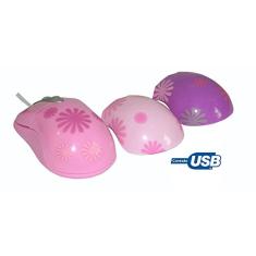 Mouse Óptico Sakar Rosa, USB, com 2 Capas extras - 81397