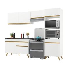Armário De Cozinha Compacta 252cm V3693 Branco Dourado